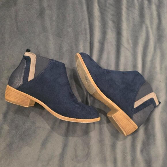Navy Booties - Faux Suede - Picture 2 of 2